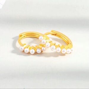 Gold Freshwater Pearl Hoop Earrings | 925 Sterling Silver